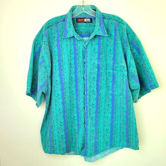 Saved by the Bell Style 90's Button Up Short Sleeve Button up Shirt - Picture 7 of 9